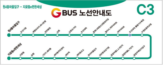 오산시 신규 노선인 C3, 노선도 (노선도=오산시 제공)