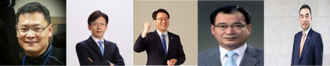 왼쪽부터 조재헌 전 국회의원 보좌관, 현근택 전 민주당 상근부대변인, 선대인 선대인경제연구소장, 배명곤 전 용인시 도시주택실장, 조창희 전 경기도의원