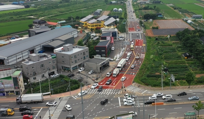 파주시 조리읍 대원사거리 정체 개선 사업 후 모습. (사진=파주시 제공)