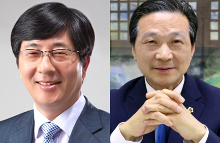 왼쪽부터 나득수 전 경기도의회 의원, 김명원 경기도의회 의원. (사진=경기신문 DB)