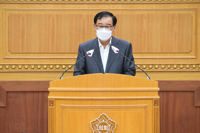 경기북도 설치를 촉구하는 이희창 시의원 (양주시의회 제공)