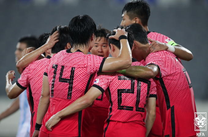 남자축구 올림픽 대표팀이 13일 열린 아르헨티나와의 평가전에서 2-2 무승부를 거뒀다. (사진=대한축구협회 제공)