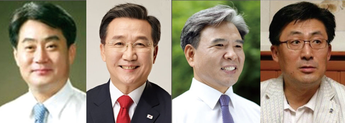 왼쪽부터 하은호 당협위원장, 최진학 전 경기도의회 의원, 김동별 전 군포시의회 의원, 강대신 당협 부위원장. (사진=경기신문 DB)