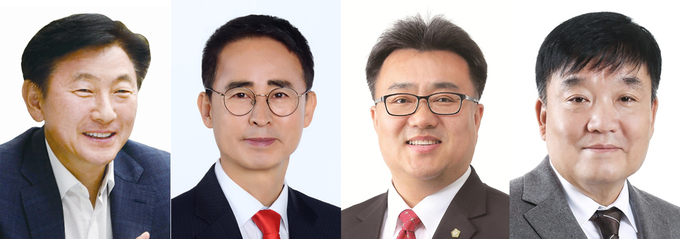 왼쪽부터 김동근 전 경기도 행정2부지사, 구구회 의정부시의회 의원, 임호석 의정부시의회 의원, 강세창 도당 산업통상자원위원장. (사진=경기신문 DB)