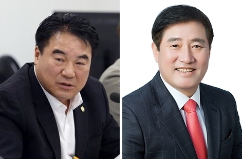 왼쪽부터 국민의힘 이병학 계양구의원, 고영훈 전 계양구청장 후보