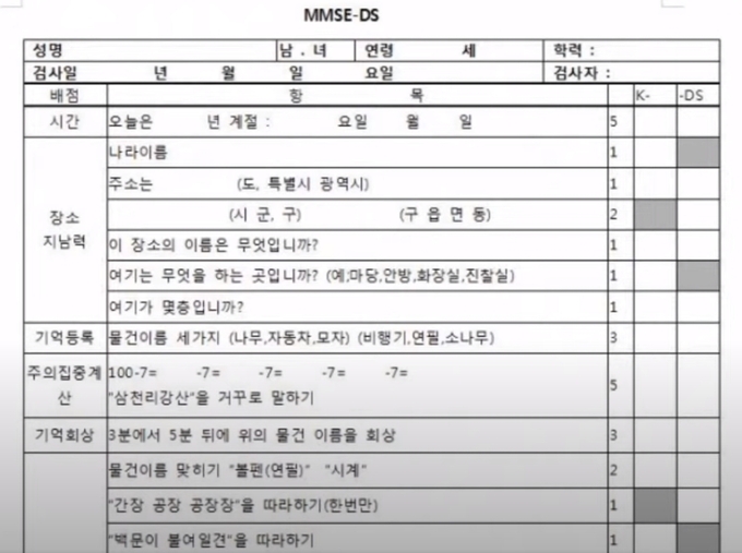 MMSE 설문지 / 경기신문과 열린공감tv 연대 취재진