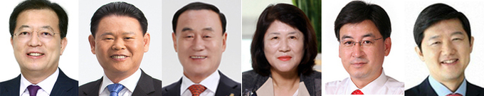 왼쪽부터 홍승표 전 경기도시관광공사 사장, 강석오 전 경기도의회 부의장, 이우경 전 광주시의회 의장, 현자섭 광주시의회 부의장, 방세환 광주시의회 의원, 이우철 경기도 전 대변인. (사진=경기신문 DB)