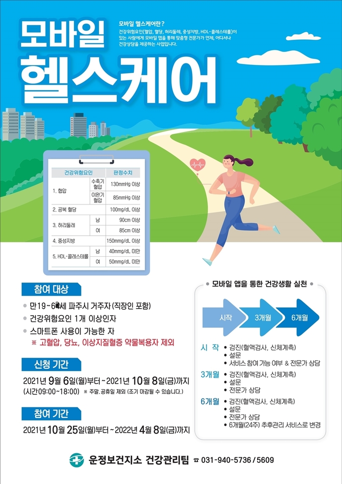 파주시 운정보건지소 모바일 헬스참여자 모집 포스터. (포스터=파주시 제공)