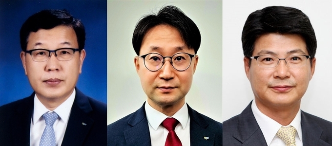 2일 신용보증기금에서 선임한 김동완 신임 전무이사(사진 왼쪽), 심현구 신임 상임이사(가운데), 이성주 신임 상임이사(오른쪽)의 모습. (사진=신용보증기금)