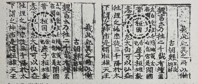 <삼국유사>의 조작. 환국(桓國)을 환인(桓因)으로 조작.