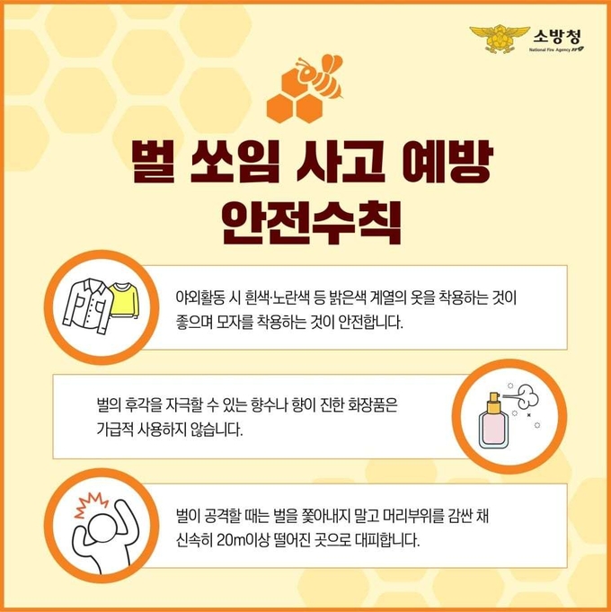 군포소방서 벌초, 성묘, 야외활동 시 벌 쏘임 사고 주의 포스터. (포스터=군포소방서 제공)