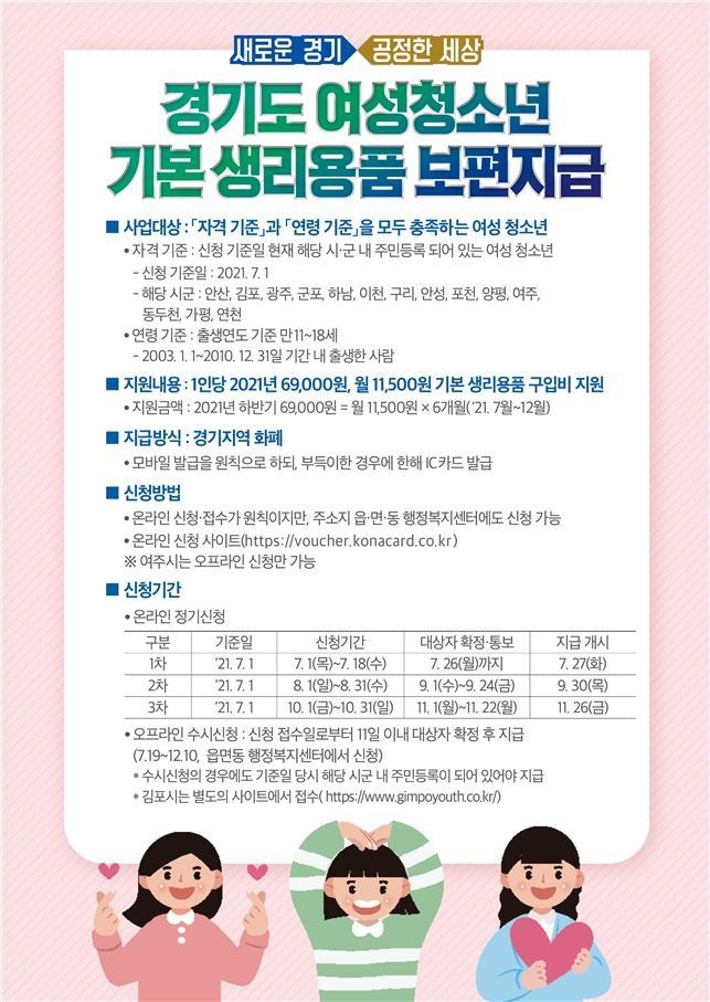 경기도 여성청소년 기본 생리용품 보편 지급 온라인 접수 안내 3