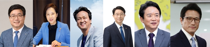 염태영 수원시장, 유은혜 부총리, 안민석 의원, 조정식 의원, 남경필 전 경기도지사, 정병국 전 국회의원(왼쪽부터)