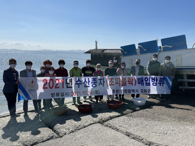 강화군은 14일 조피볼락 등 치어 18만 마리를 방류했다. ( 사진 = 강화군 제공 )