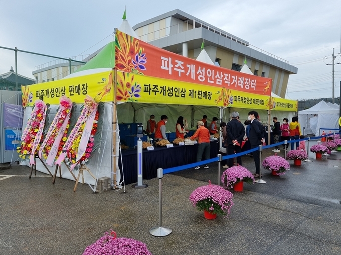 임진각에 마련된 파주개성인삼 직거래 매장. (사진=파주시 제공)