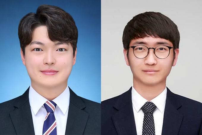 인하대 화학공학과 대학원생들이 국제 학술대회에서 우수논문 발표상을 수상했다. 왼쪽부터 진승환.김영록 학생. ( 사진 = 인하대 제공 )