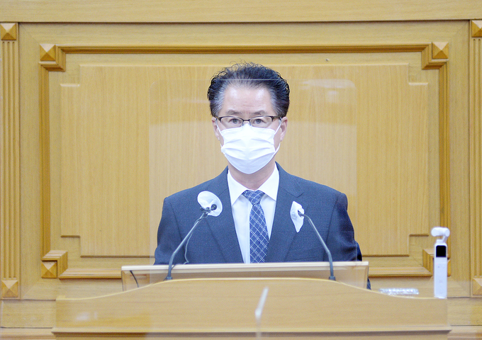 파주시의회 제228회 임시회에서 최장호 의원이 5분 발언을 하고 있다. (사진=파주시의회 제공)