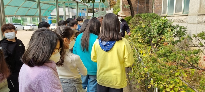 인천부현동초등학교와 계산4동 주민자치회는 함께 학교 숲 생태프로그램을 운영한다. ( 사진 = 인천교육청 제공 )