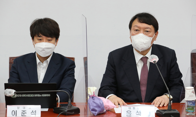국민의힘 이준석 대표-윤석열 대선후보 (사진=국회사진기자단/연합뉴스)