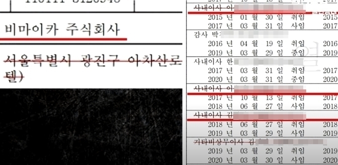 비마이카의 등기부등본 / 연대 취재진