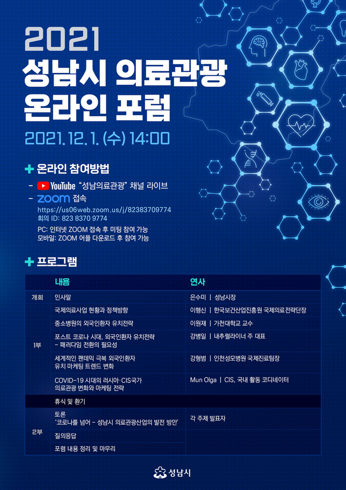 의료관광 온라인 포럼 안내 포스터. (사진=성남시 제공)