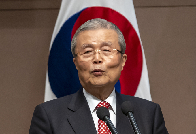 국민의힘 김종인 총괄선대위원장이 7일 오후 서울 프레스센터에서 열린 국가비전 심포지움 국민행복과 국가미래에서 기조연설을 하고 있다. (사진=연합뉴스)