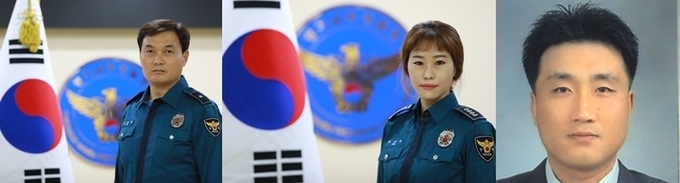  경기남부경찰청 112 종합상황실 김일록 경위(사진 좌측부터), 수원중부경찰서 장안문지구대 김은미 경사, 부천원미경찰서 수사과 황진명 경위 등 137명이 경기남부경찰청 특별승진 대상자로 선정됐다. 2021.12.12. (사진=경기남부경찰청 제공) 