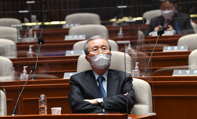 의원총회에 자리한 김종인 총괄선대위원장 (사진=연합뉴스 제공)