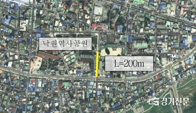 명륜여중 진입로 지중화사업 구간(사진=안성시 제공)