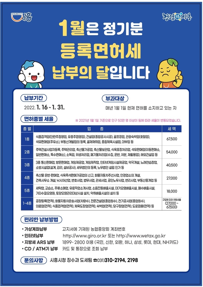등록면허세 납부 고지서 포스터.(사진=시흥시 제공)