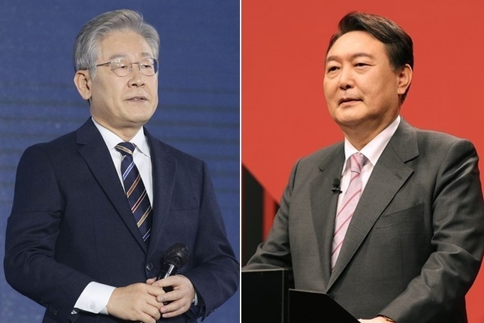 (왼쪽부터) 이재명 더불어민주당 대선 후보와 윤석열 국민의힘 대선 후보 (사진=국회사진기자단)