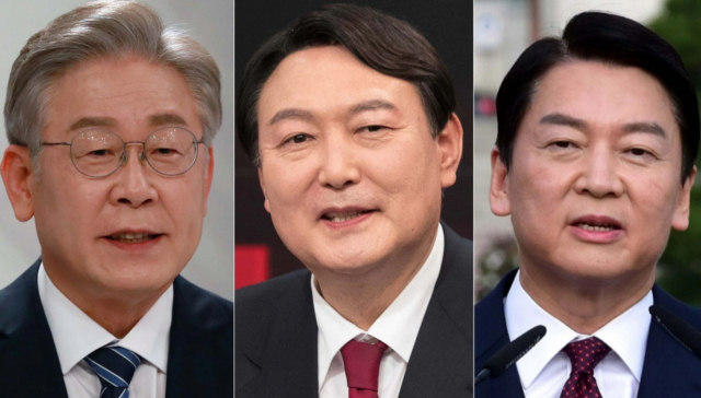 왼쪽부터 이재명 더불어민주당 대선 후보, 윤석열 국민의힘 대선 후보, 안철수 국민의당 대선 후보.. (사진=연합뉴스)