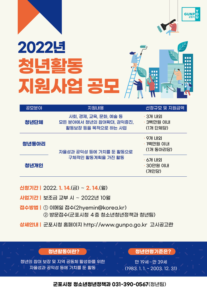 군포시 청년활동 지원사업 공모 홍보물.(사진= 군포시 제공)