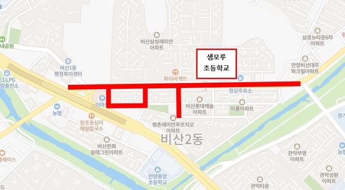 안양시 전선 지중화· 초교인근 차 없는 거리 조성계획도.(사진= 안양시 제공)