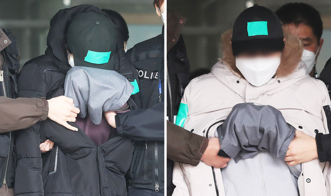 10살 조카를 욕조에서 '물고문' 하는 등 학대해 숨지게 한 이모(30대) 부부가 지난해 초 용인동부경찰서에서 수원지검으로 송치되고 있다. (사진=경기신문 DB)