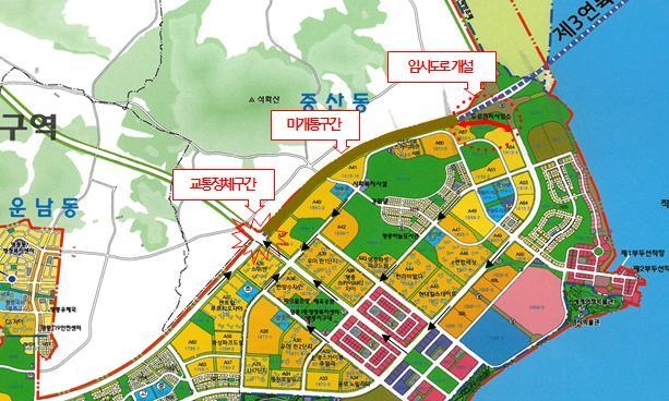 중구 영종 해찬나래 지하차도 및 임시도로 개통 위치도. ( 사진 = 중구 제공 )
