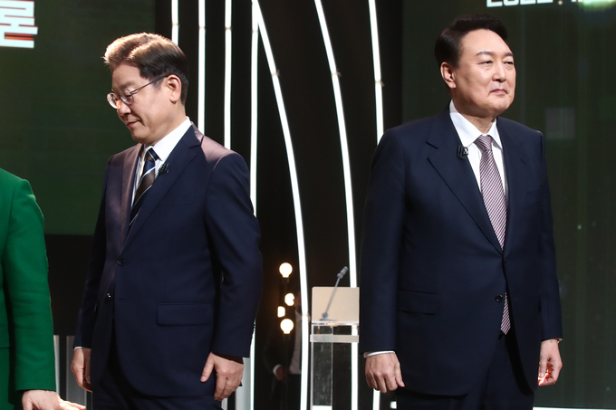  3일 오후 서울 여의도 KBS 공개홀에서 방송 3사 합동 초청 '2022 대선후보 토론'이 열렸다. (사진=연합뉴스 제공)