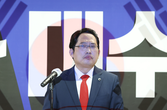 지난해 7월 최대집 전 대한의사협회장이 중구 한 세미나실에서 대선 출마 선언을 하고 있다. (사진=연합뉴스 제공)