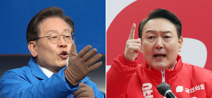 민주당 이재명 후보(왼쪽), 국민의힘 윤석열 후보 (사진=연합뉴스/자료사진)