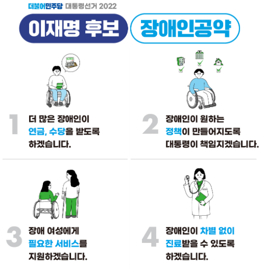 더불어민주당에서 제작한 쉽게보는 장애인 공약 일부. (캡쳐=더불어민주당 온라인자료실)