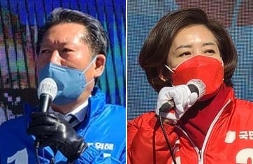 더불어민주당 정청래 국회의원(좌), 국민의힘 나경원 전 대표(우). (사진=문석완 기자)