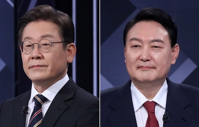방송토론 참석한 이재명 대선후보(왼쪽)와 윤석열 대선후보 (사진=국회사진기자단/연합뉴스)