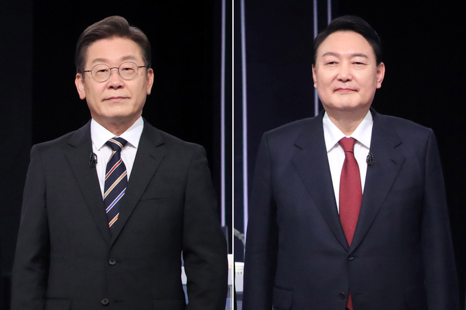 (왼쪽부터) 이재명 대선 후보와 윤석열 대선 후보 (사진=국회사진기자단/연합뉴스 제공)