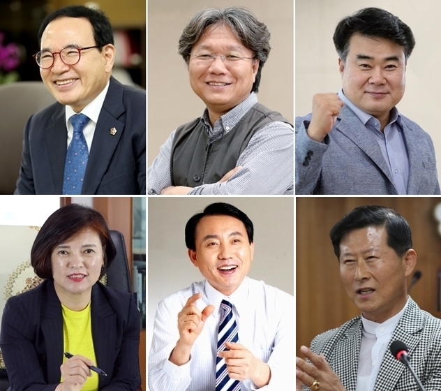 윗줄 왼쪽부터 시계방향으로 이용범 인천시의원, 손민호 인천시의원, 박성민 인천시의원, 박해진 계양구의원, 윤환 계양구의원, 김유순 계양구의원. ( 사진 = 경기신문 DB )