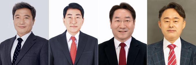 왼쪽부터 국민의힘 인천시장 이학재, 안상수, 유정복, 심재돈 예비후보. ( 사진 = 중앙선관위 제공 )
