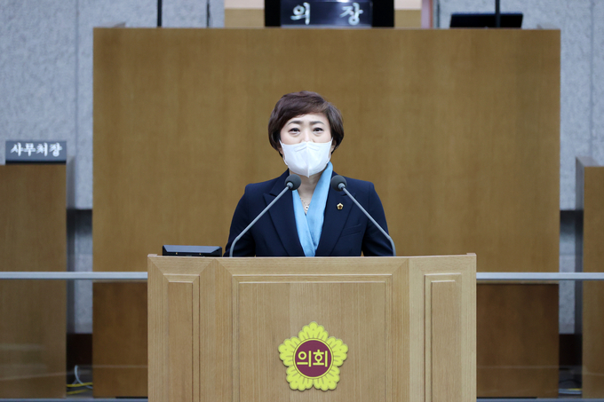 안혜영 경기도의회 의원이 23일 제358회 임시회 본회의 5분 자유 발언을 하고있다. (사진=경기도의회 제공)