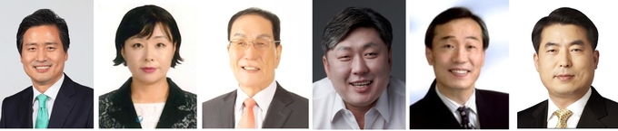국민의힘 인천 서구청장 후보군. 왼쪽부터 강범석 전 구청장, 공정숙 서구의원, 권중광 전 구청장, 신충식 박사, 윤지상 전 서구의회 의장, 홍순목 전 서구의원.