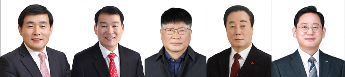 문경복 전 인천시 건설교통국장, 백동현·홍남곤 옹진군의원, 조희동 전 기자, 김명남 전 옹진수협 상임이사. ( 사진 = 중앙선관위 제공 )