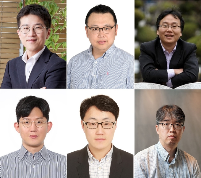 삼성미래기술육성사업 2022년 상반기 지원 과제에 선정된 주요 교수진. (왼쪽위부터 시계방향으로) 강찬희(서울대), 권영진(KAIST), 김대현(경북대), 김준성(포스텍), 양용수(KAIST), 최영재(GIST) 교수. (사진=삼성전자 제공)