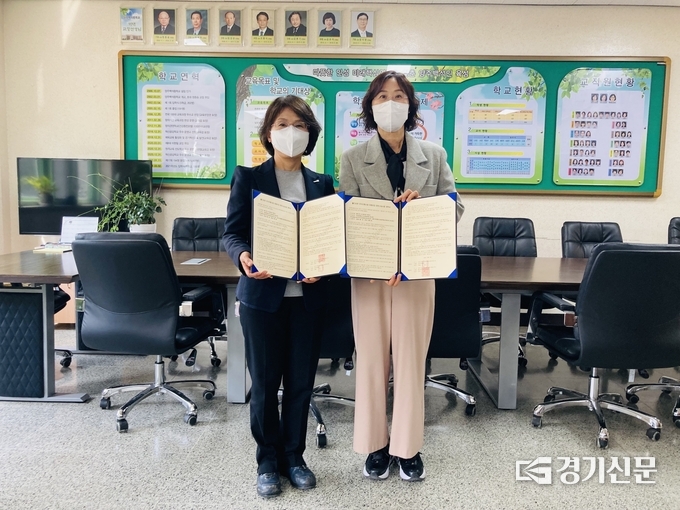 양주 백석중학교는 월드비전과 조식지원사업 ‘아침머꼬’ 협약을 체결했다. (사진=양주백석중 제공)